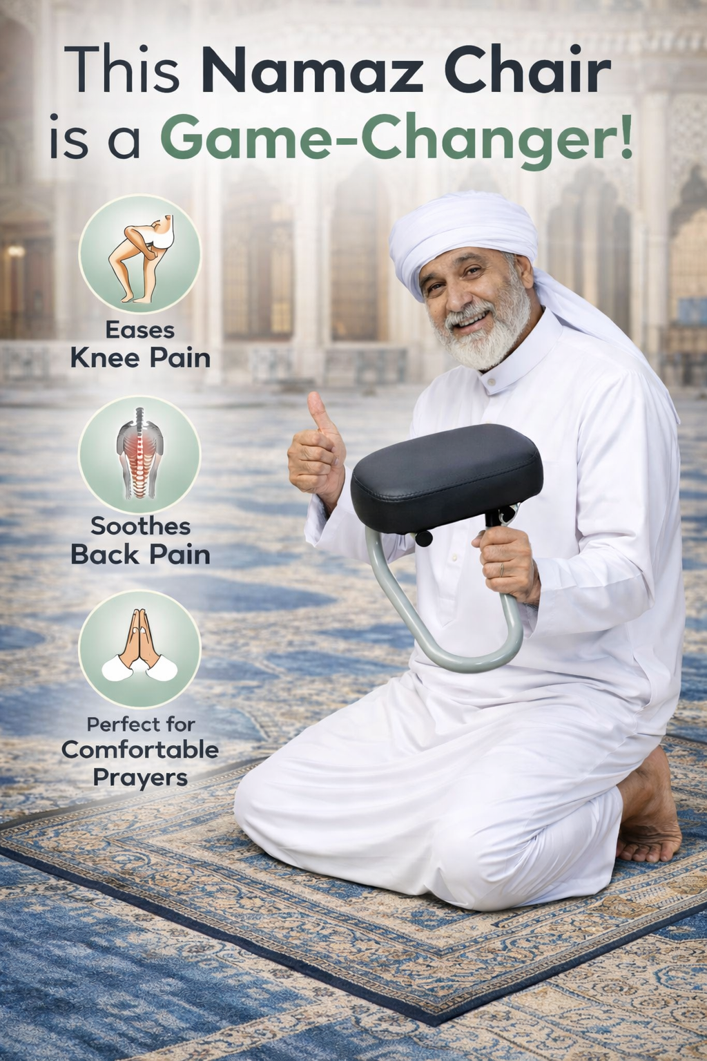 Portable Namaz chair for painless prayers